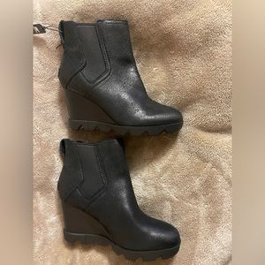 Sorel Black Joan Uptown Chelsea Wedge Boots